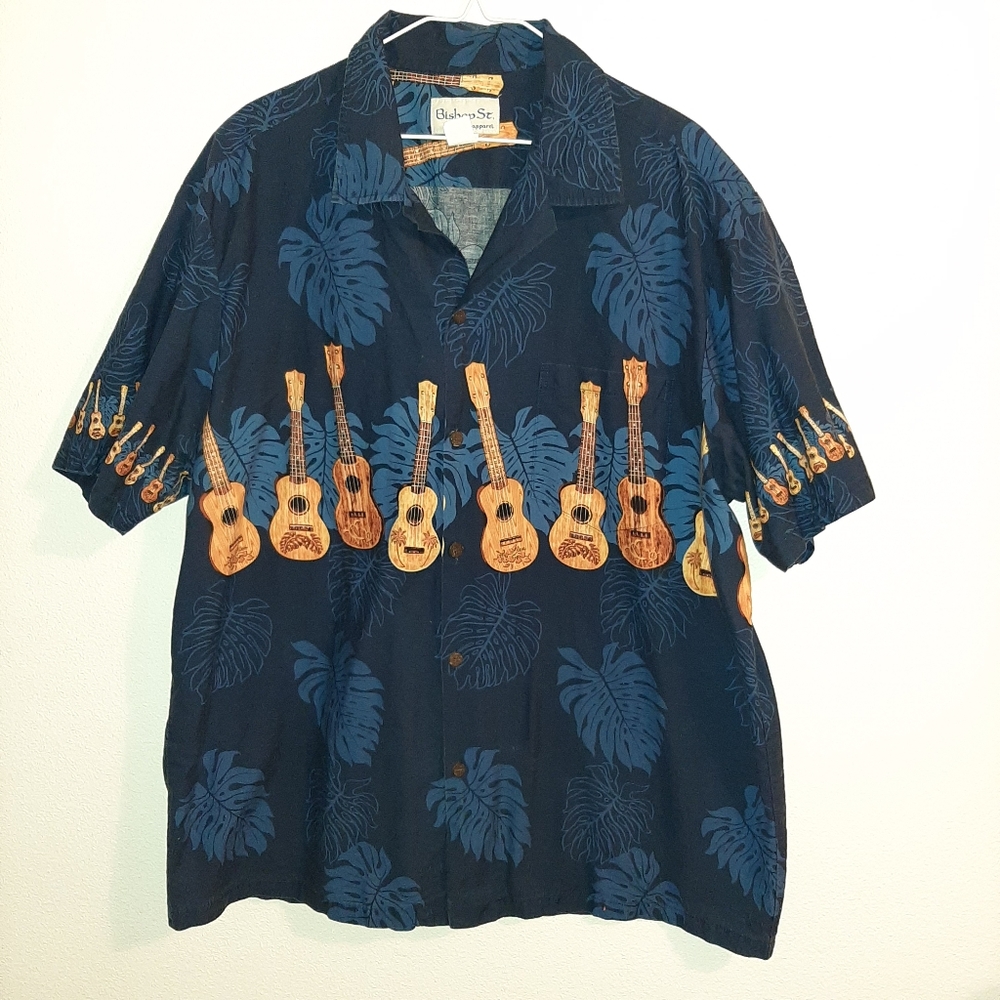 Vintage Blue Bishop St. Guitar Ukelele Print 2XL